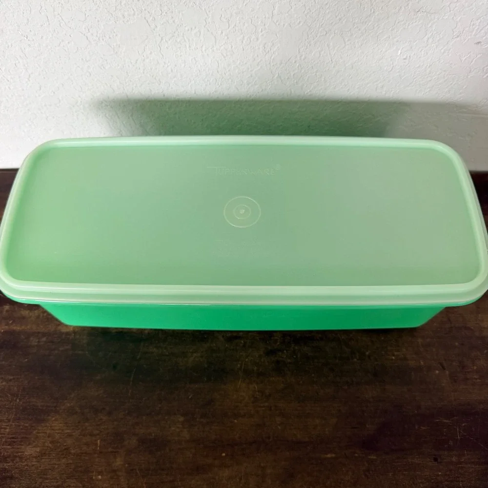 VTG Tupperware Celery Vegetable Keeper #782-8 3 Piece Set Green Jadeite Retro‎